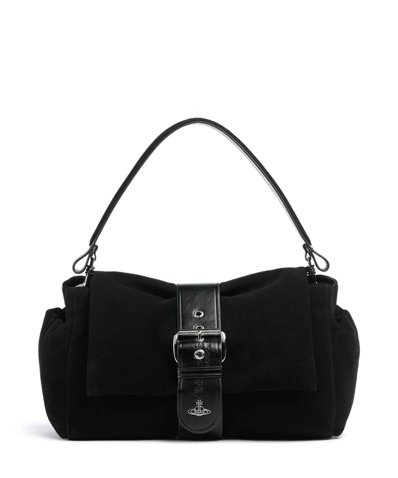 Vivienne Westwood Hazel Suede Treasure XL Bolso de hombro black