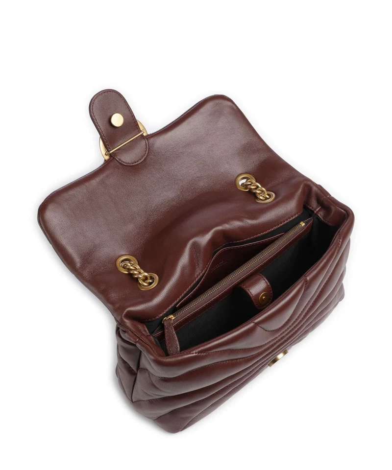 Pinko Love Puff Classic Bolso de hombro burgundy wine/antique gold