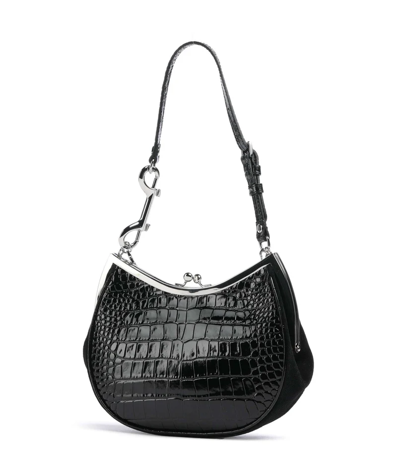 Vivienne Westwood Charm Frame Embossed Croc Bolso de hombro black charms