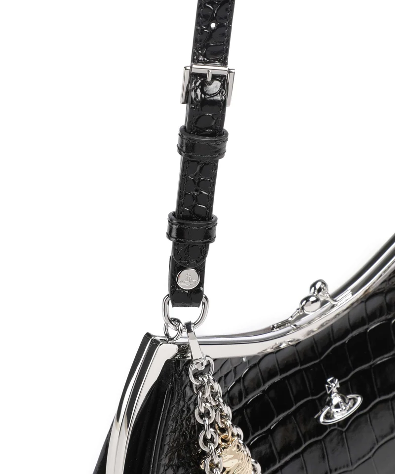 Vivienne Westwood Charm Frame Embossed Croc Bolso de hombro black charms