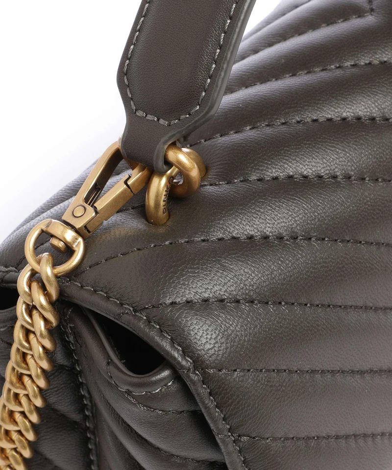 Pinko Love Lady Puff Mini Bolso de mano verde fango/antique gold
