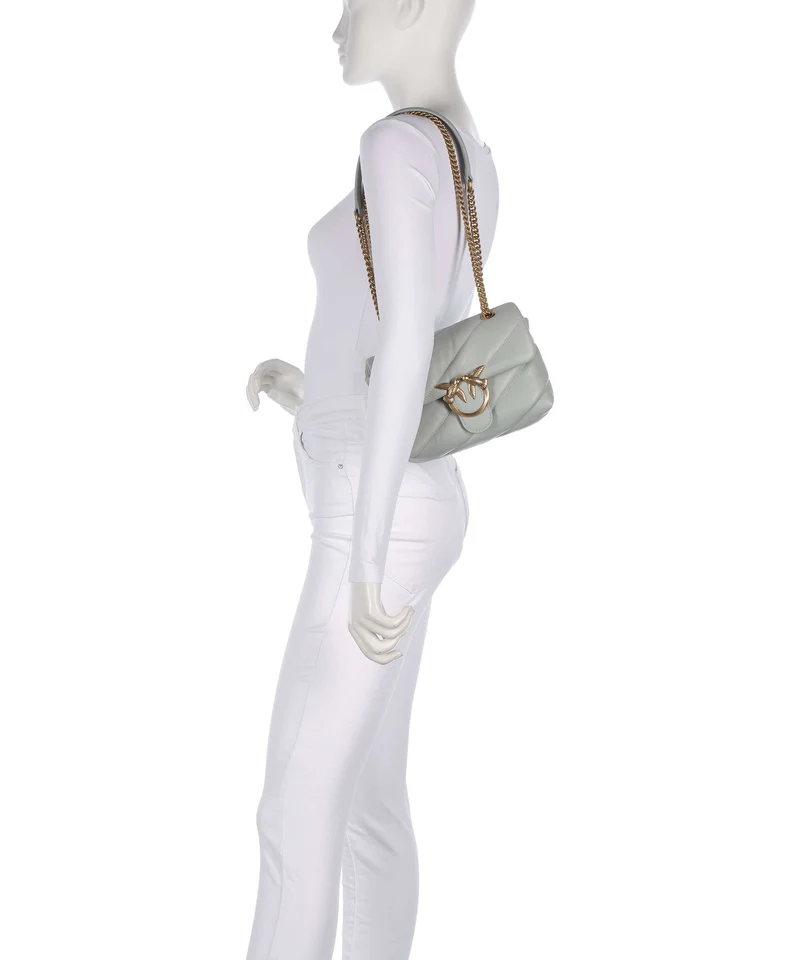 Pinko Love Puff Mini Bolso de hombro grigio perla/antique gold