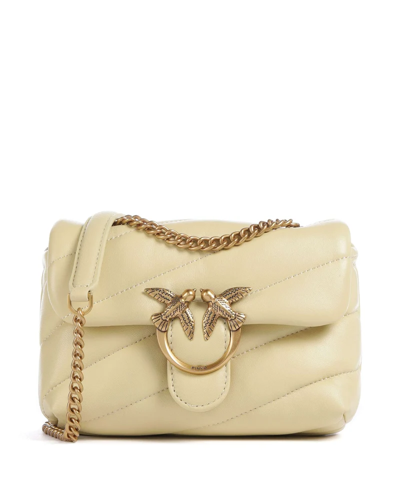 Pinko Love Puff Baby Bolso de hombro giallo vaniglia/antique gold
