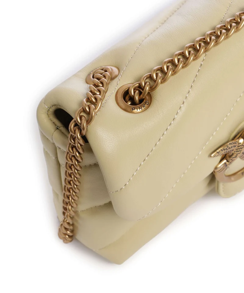 Pinko Love Puff Baby Bolso de hombro giallo vaniglia/antique gold