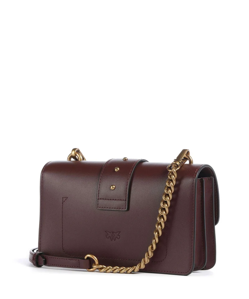 Pinko Love One Mini Bandolera burgundy wine/antique gold