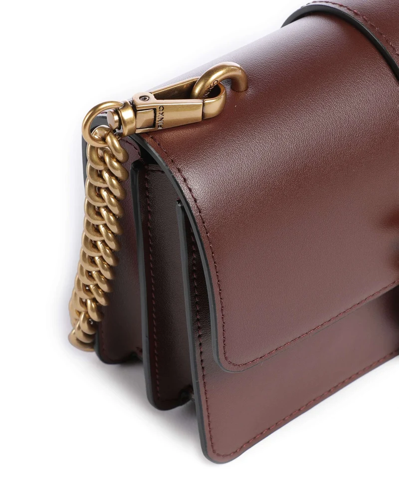 Pinko Love One Mini Bandolera burgundy wine/antique gold