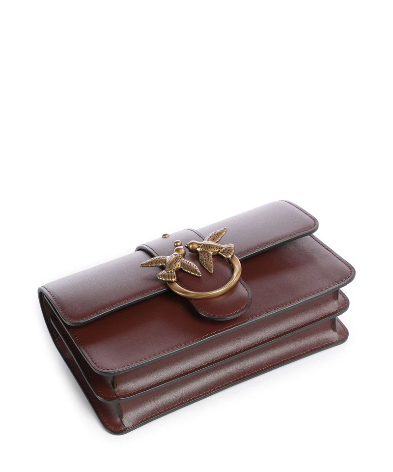 Pinko Love One Mini Bandolera burgundy wine/antique gold