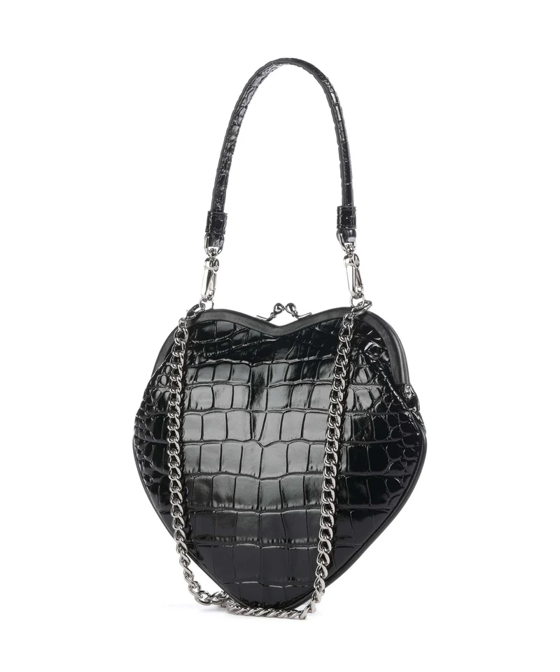 Vivienne Westwood Belle Heart Frame Embossed Croc Bandolera black