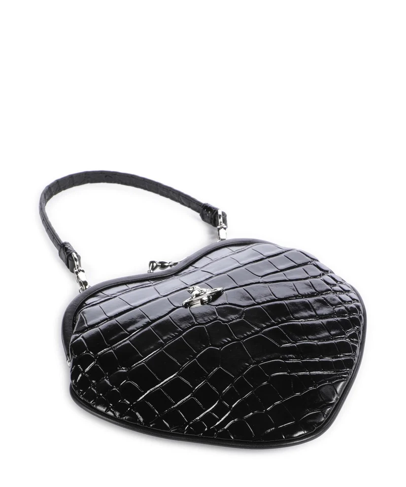 Vivienne Westwood Belle Heart Frame Embossed Croc Bandolera black