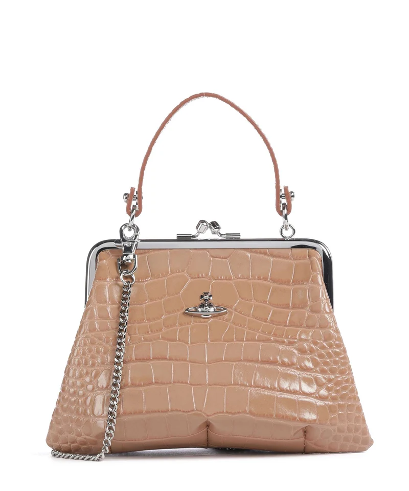 Vivienne Westwood Granny Frame Embossed Croc Bolso de mano dusty pink