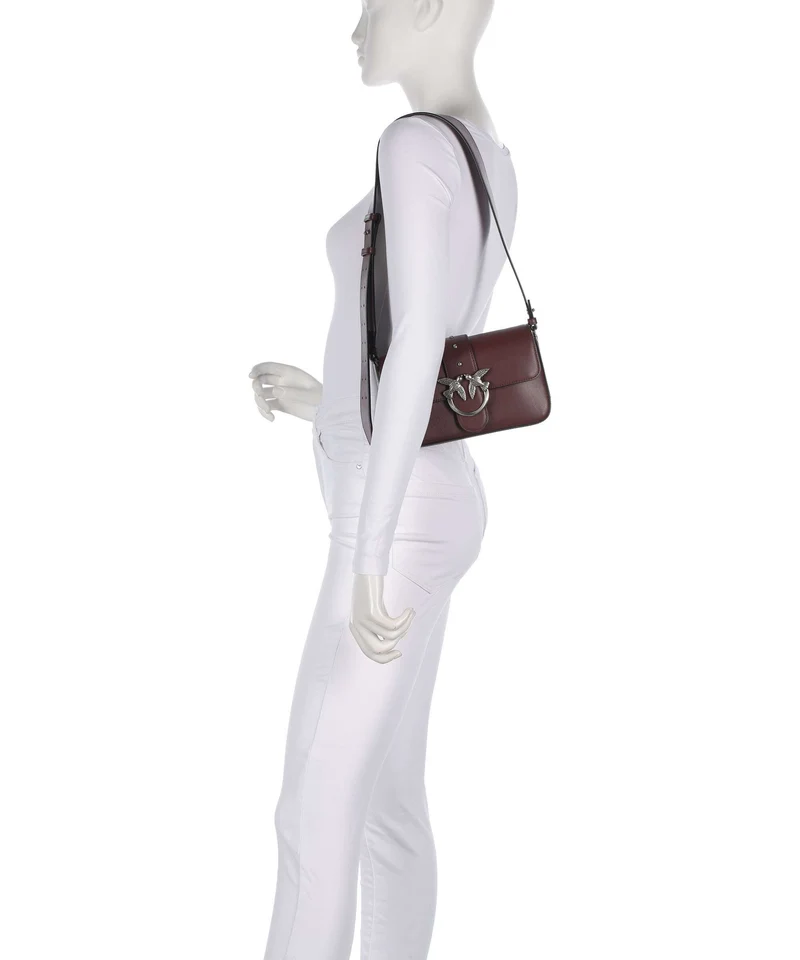 Pinko Love One Mini Slouchy Bolso de hombro burgundy wine/old silver