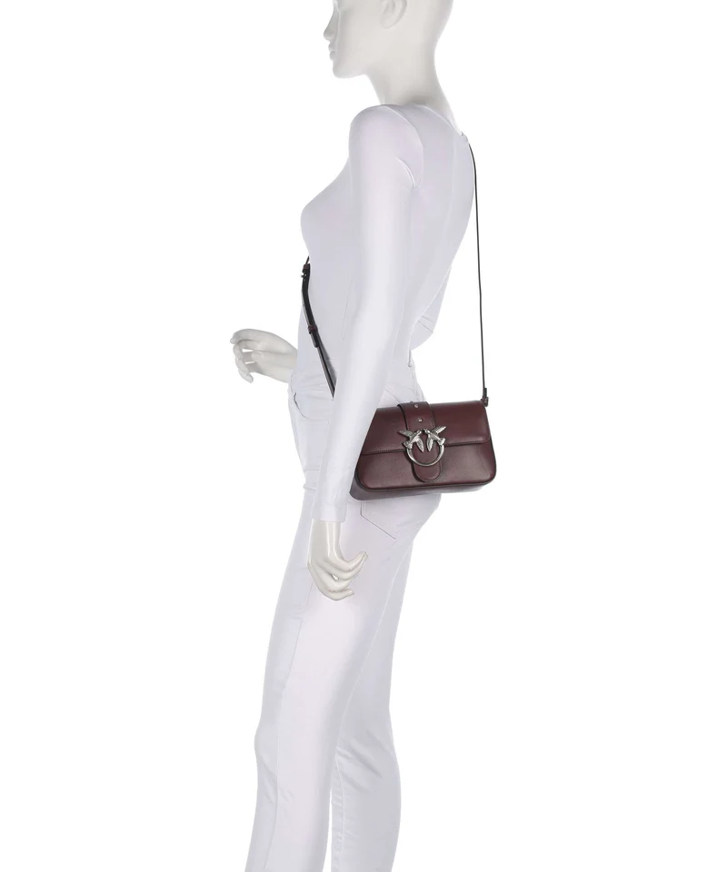 Pinko Love One Mini Slouchy Bolso de hombro burgundy wine/old silver