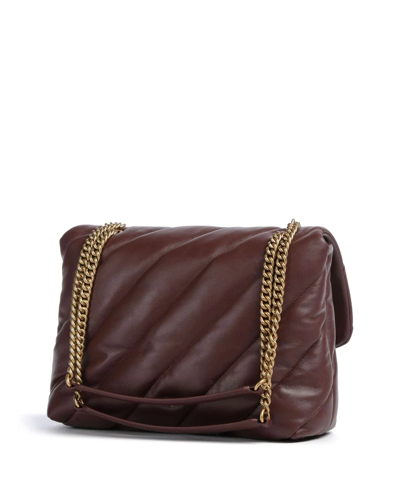 Pinko Love Puff Big Bolso de hombro burgundy wine/antique gold