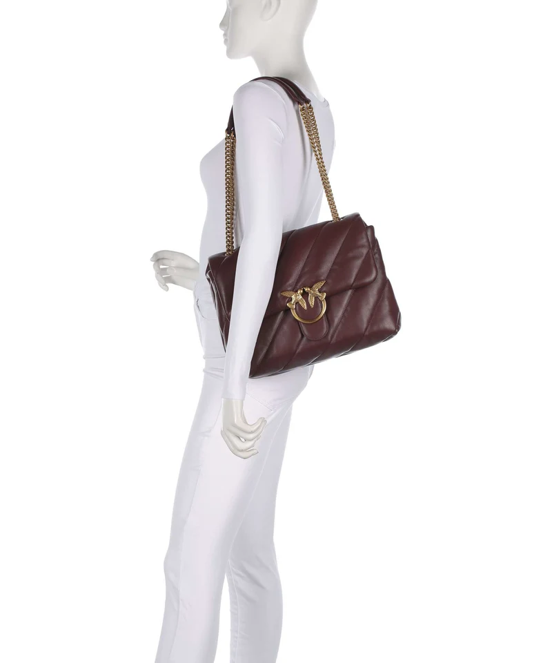 Pinko Love Puff Big Bolso de hombro burgundy wine/antique gold