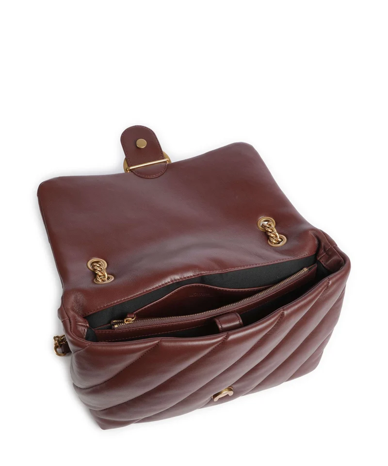 Pinko Love Puff Big Bolso de hombro burgundy wine/antique gold