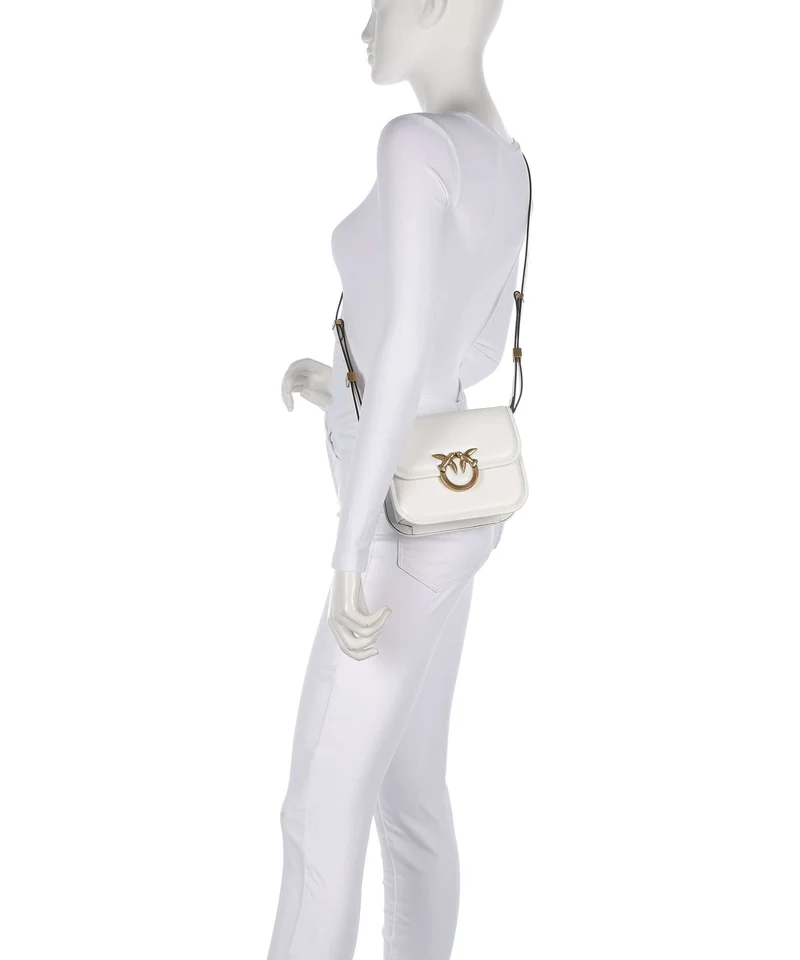 Pinko Love One Mini Bandolera bianco nembo/antique gold