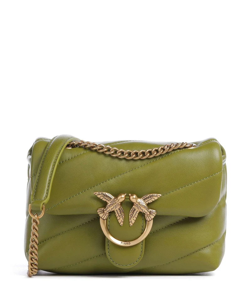 Pinko Love Puff Baby Bolso de hombro verde erba/antique gold