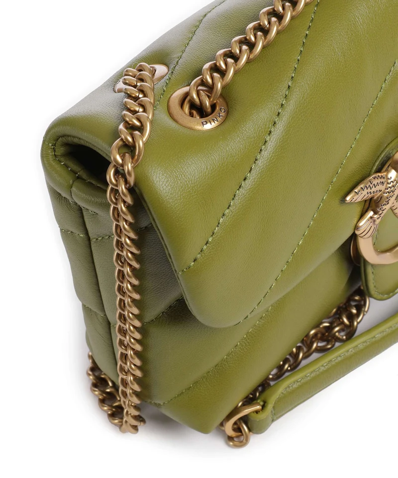 Pinko Love Puff Baby Bolso de hombro verde erba/antique gold