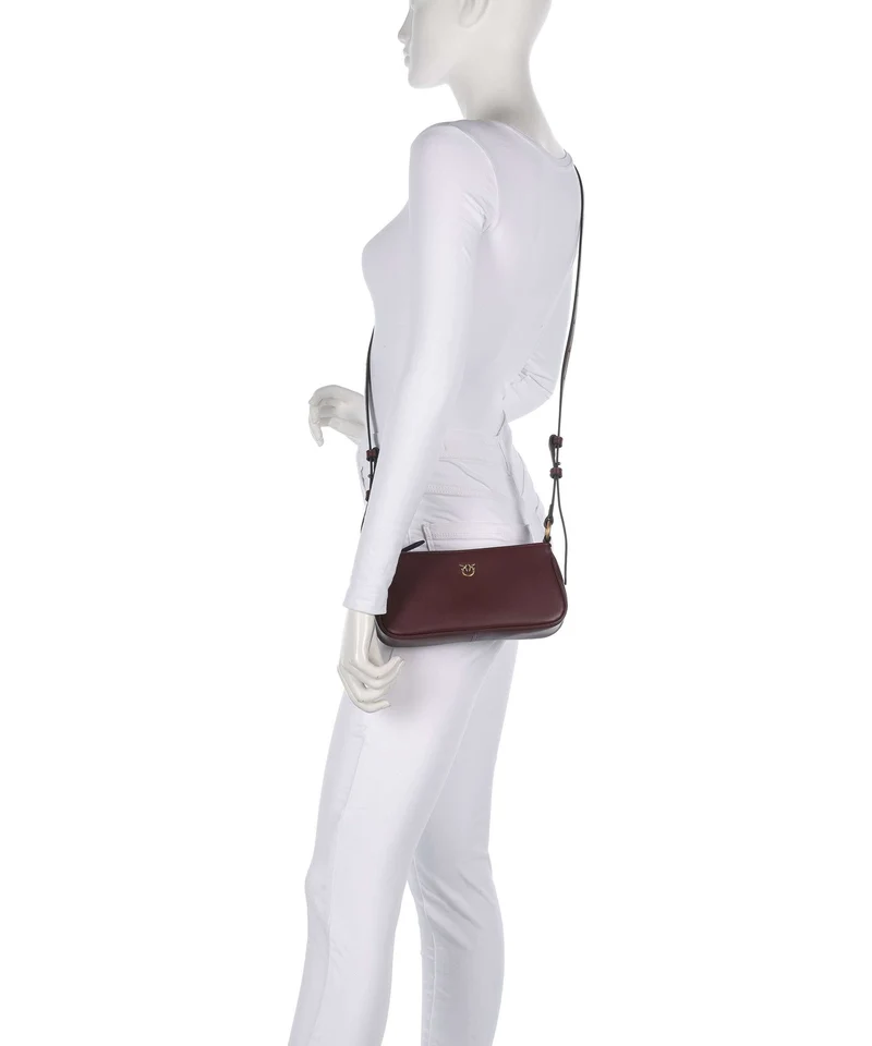 Pinko Half Moon Mini Bandolera burgundy wine/antique gold