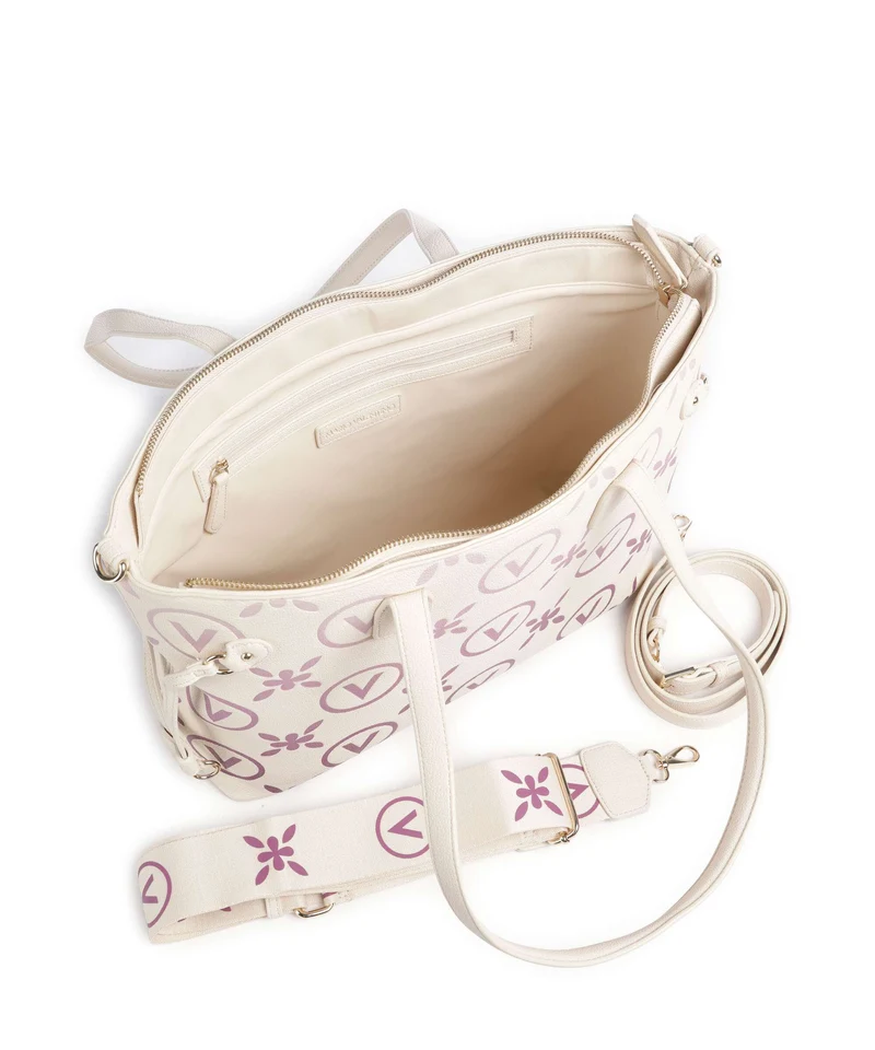 Valentino Bags Samba Re Print Bolsa shopping ecru/rosa