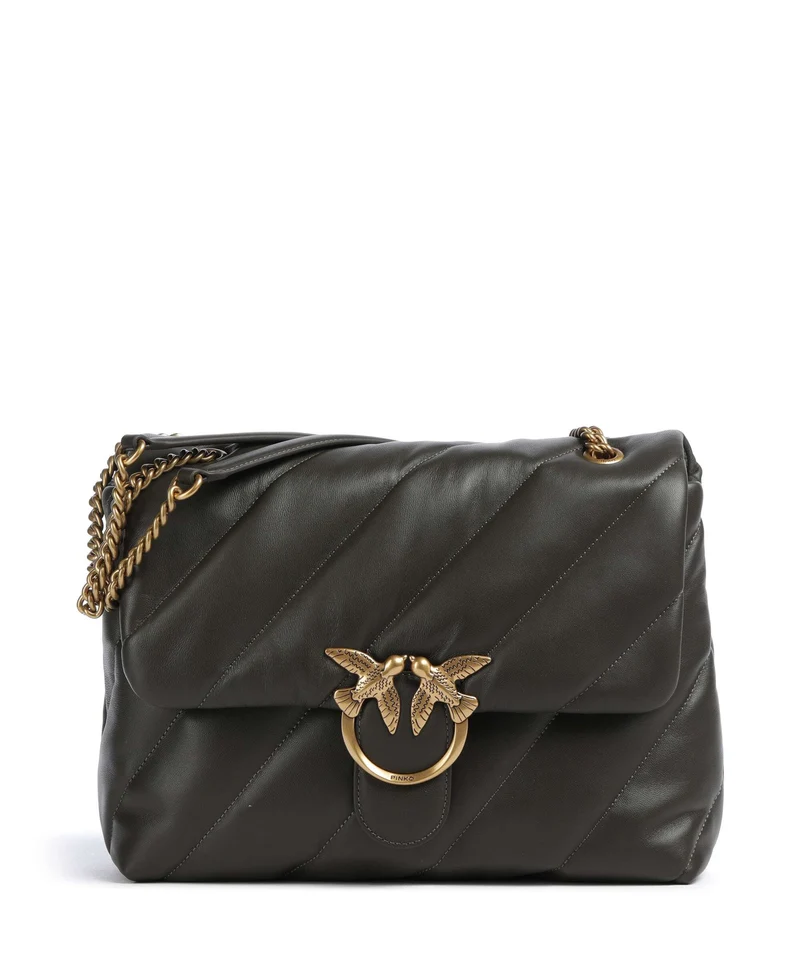 Pinko Love Puff Big Bolso de hombro verde fango/antique gold