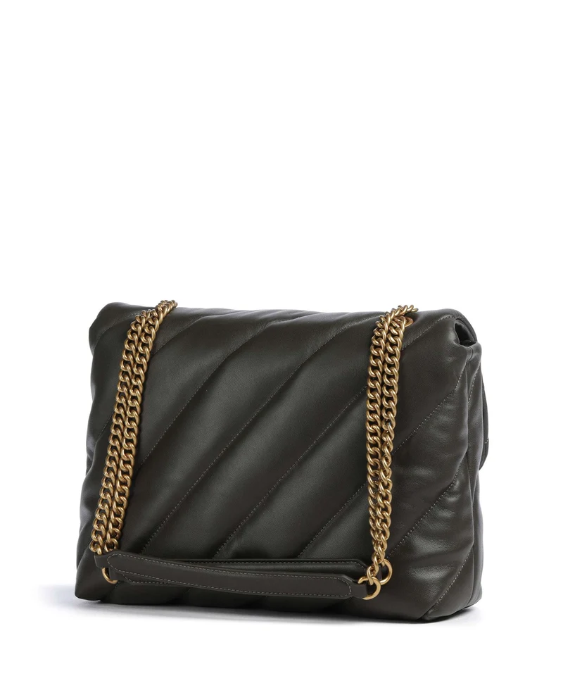 Pinko Love Puff Big Bolso de hombro verde fango/antique gold