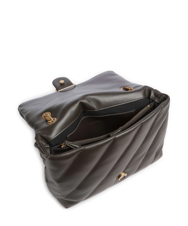 Pinko Love Puff Big Bolso de hombro verde fango/antique gold