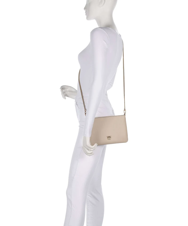Pinko Flat Classic Bandolera beige/grigio fumo/antique gold