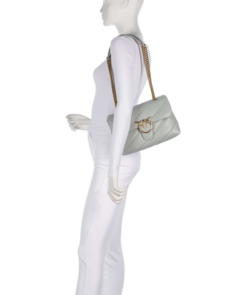 Pinko Love Puff Classic Bolso de hombro grigio perla/antique gold