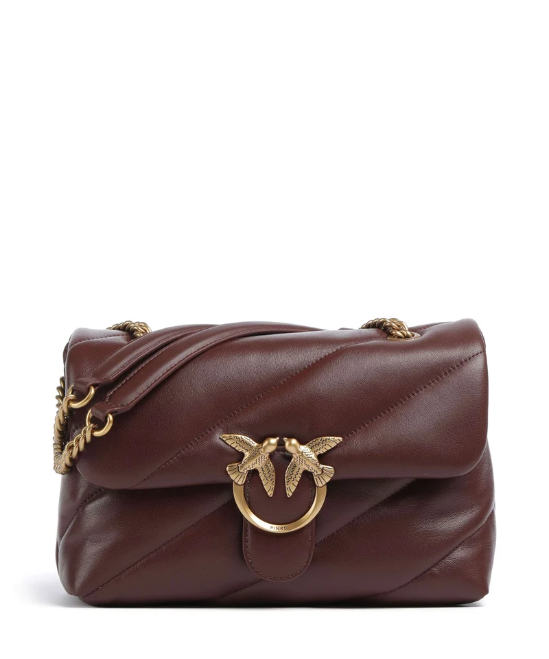 Pinko Love Puff Classic Bolso de hombro rosso vino/antique gold