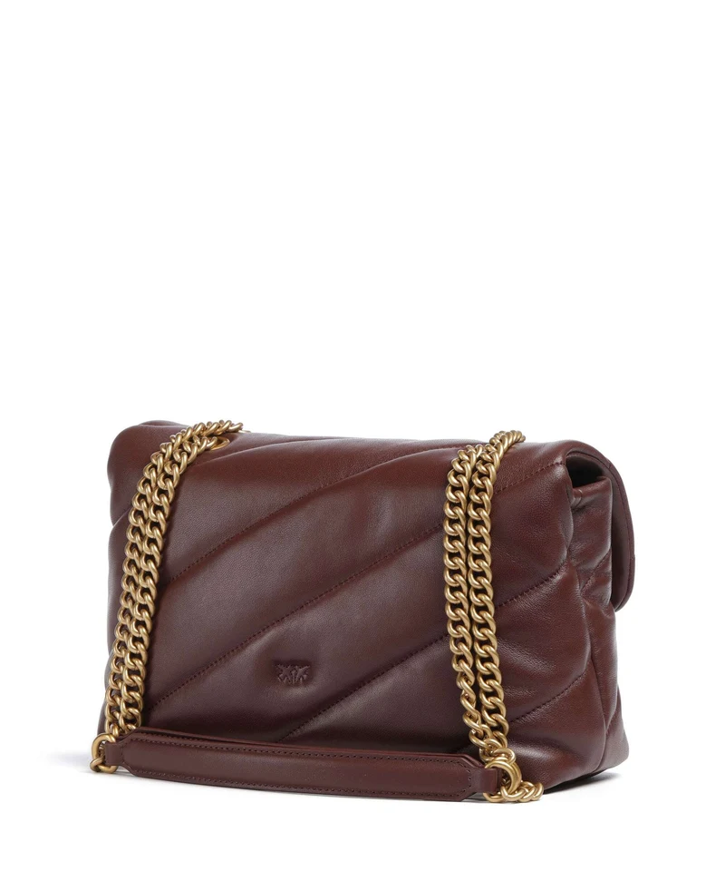 Pinko Love Puff Classic Bolso de hombro rosso vino/antique gold