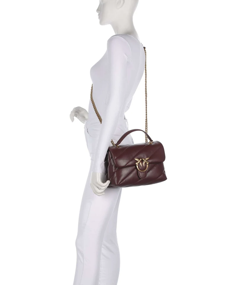 Pinko Love Puff Classic Bolso de hombro rosso vino/antique gold