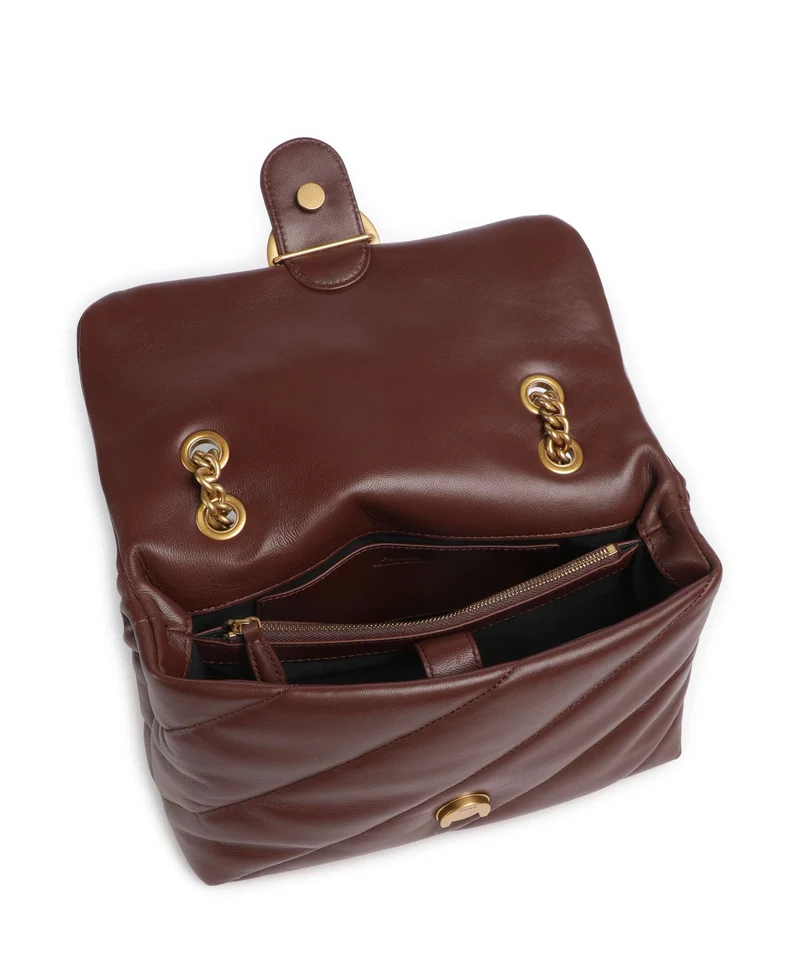 Pinko Love Puff Classic Bolso de hombro rosso vino/antique gold