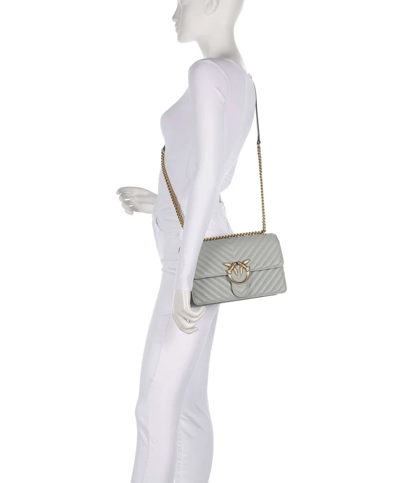 Pinko Love One Classic Bolso de hombro grigio perla/antique gold