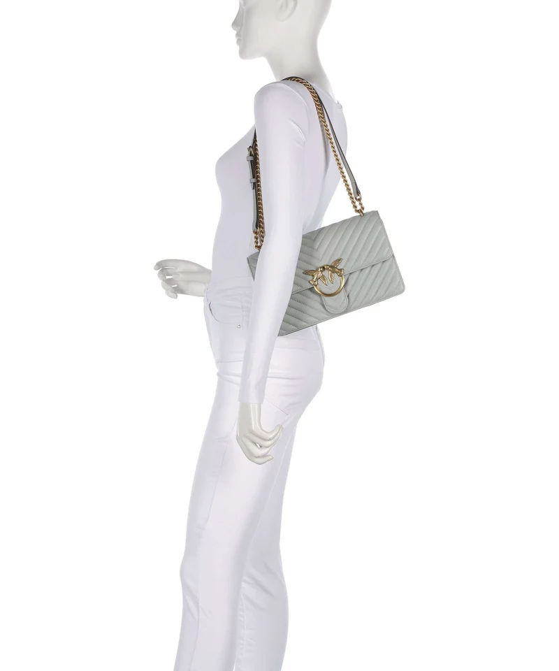 Pinko Love One Classic Bolso de hombro grigio perla/antique gold