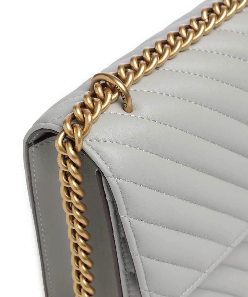 Pinko Love One Classic Bolso de hombro grigio perla/antique gold