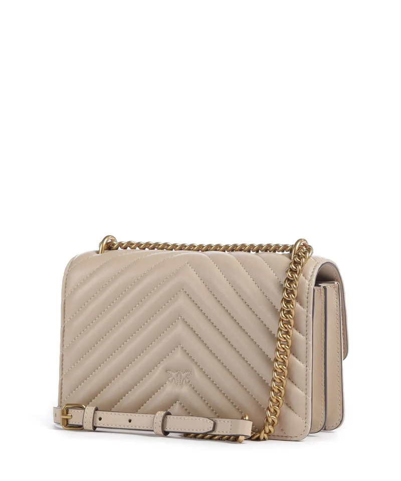 Pinko Love One Mini Bolso de hombro beige/grigio fumo/antique gold