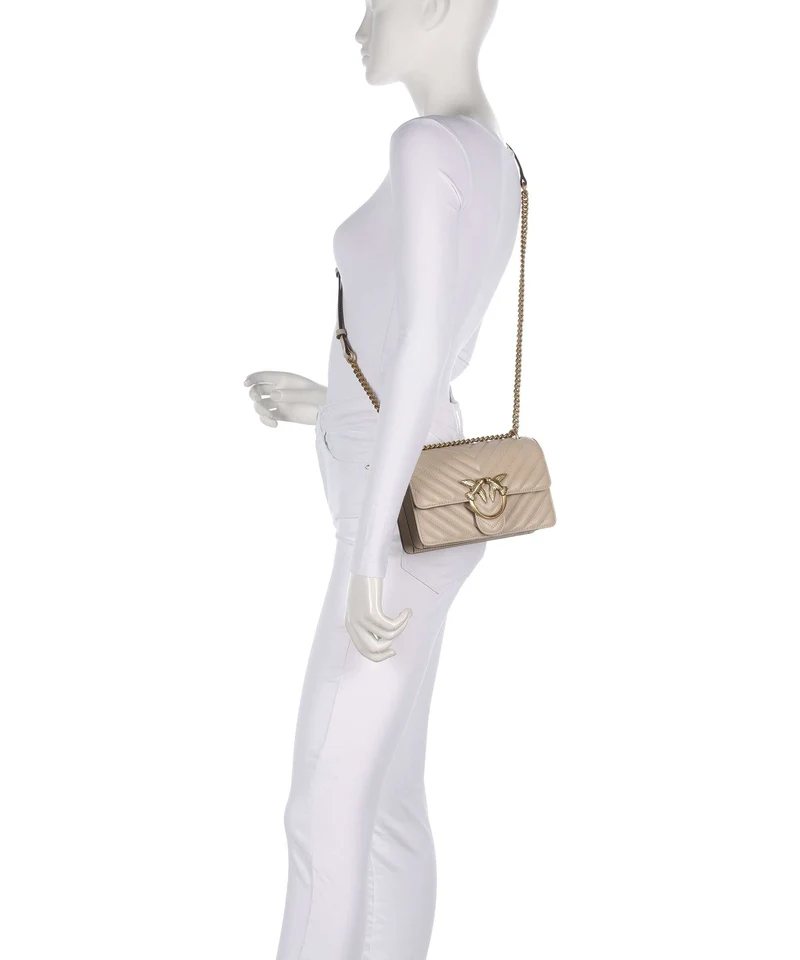 Pinko Love One Mini Bolso de hombro beige/grigio fumo/antique gold