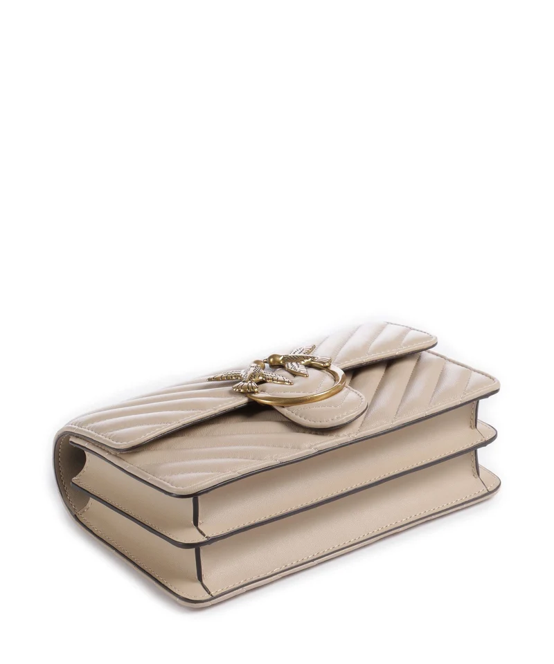 Pinko Love One Mini Bolso de hombro beige/grigio fumo/antique gold