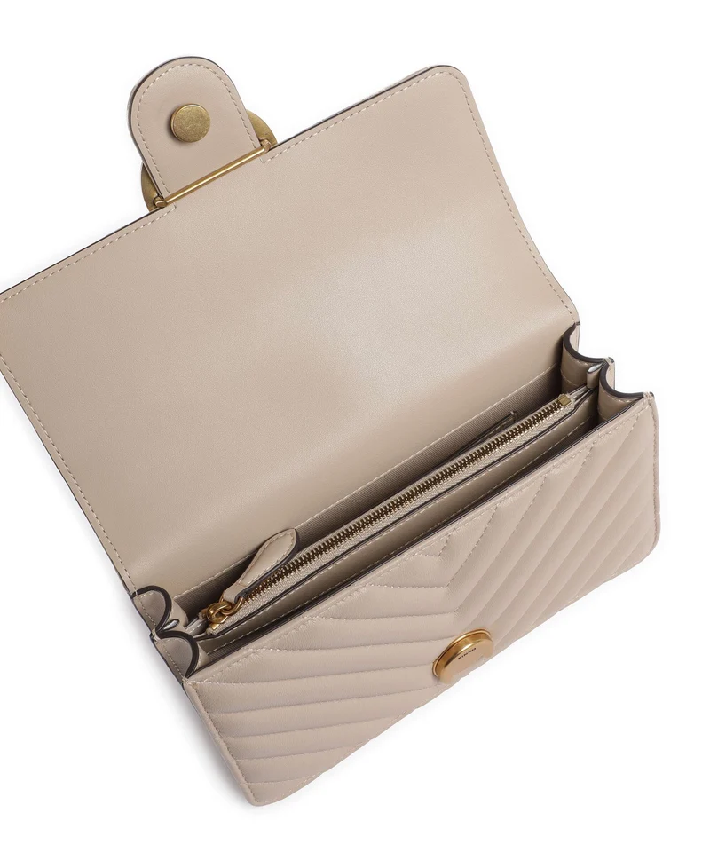 Pinko Love One Mini Bolso de hombro beige/grigio fumo/antique gold