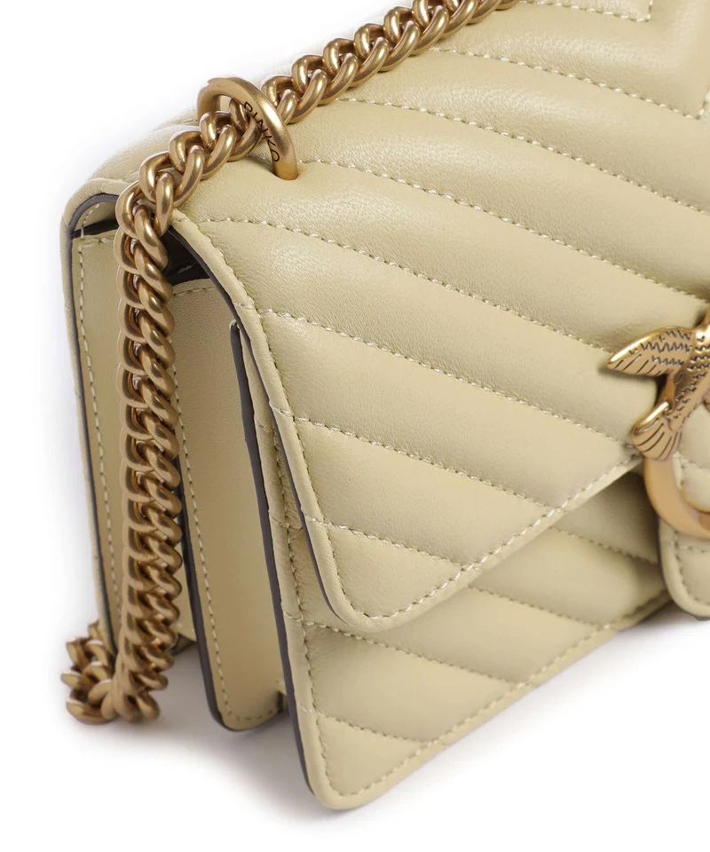 Pinko Love One Mini Bolso de hombro giallo vaniglia/antique gold