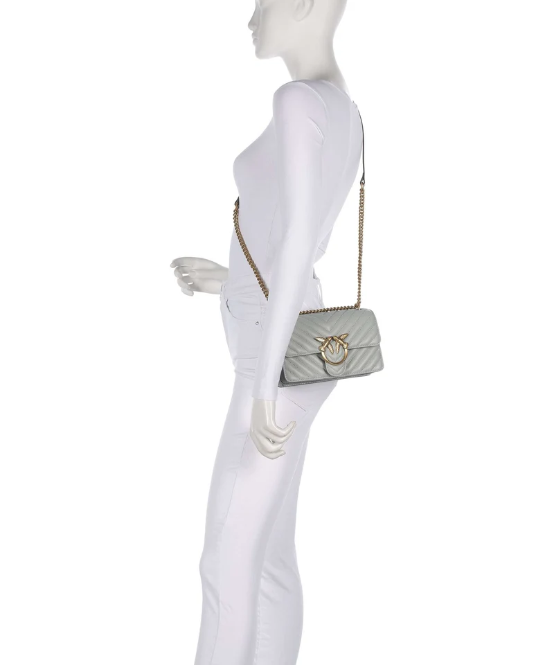 Pinko Love One Mini Bolso de hombro grigio perla/antique gold