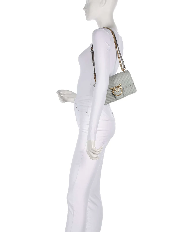 Pinko Love One Mini Bolso de hombro grigio perla/antique gold