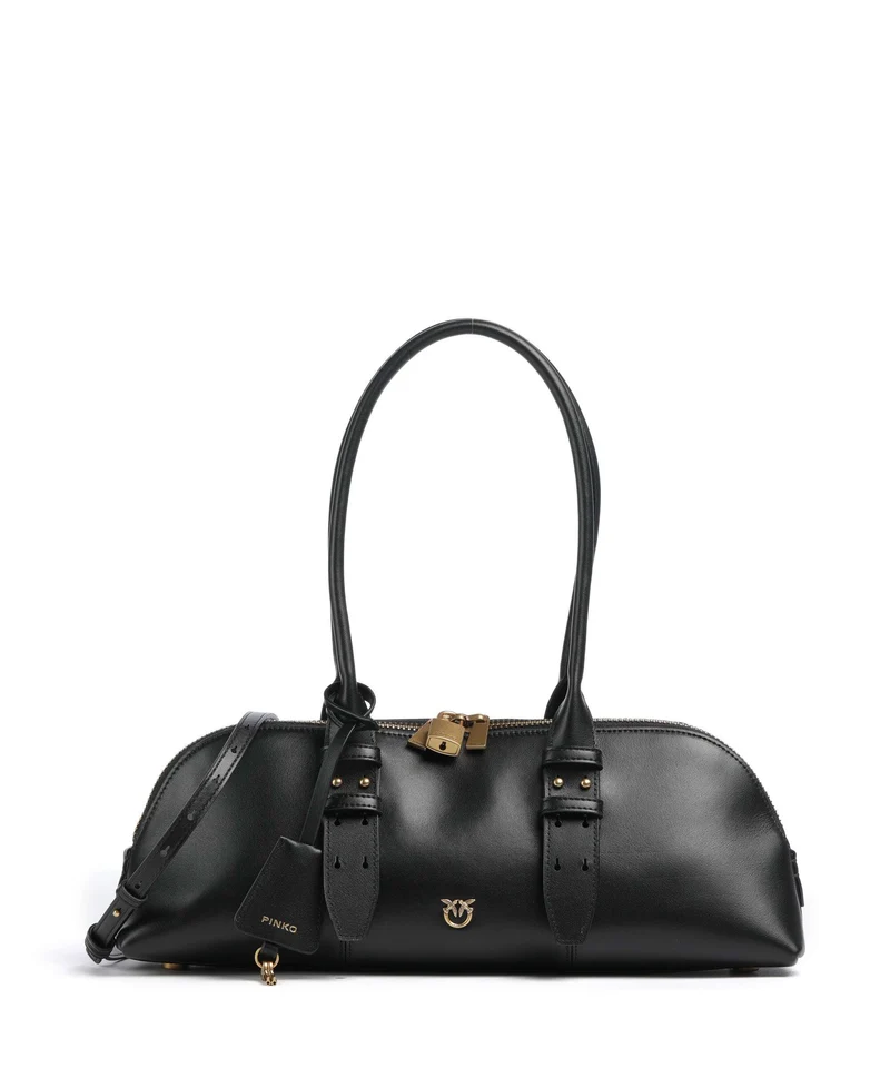 Pinko Bowling Horizontal Big Bolso de mano nero/antique gold