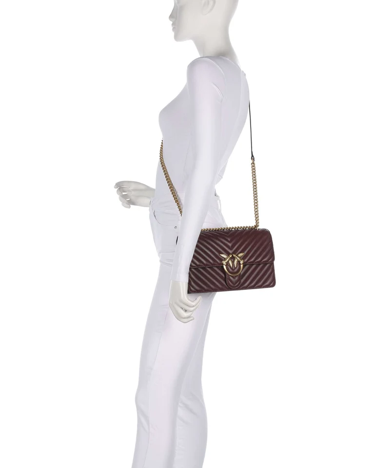 Pinko Love One Classic Bolso de hombro rosso vino/antique gold