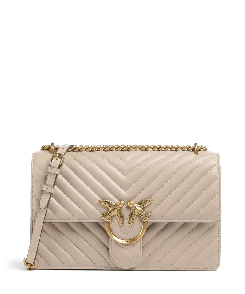 Pinko Love One Classic Bolso de hombro beige/grigio fumo/antique gold