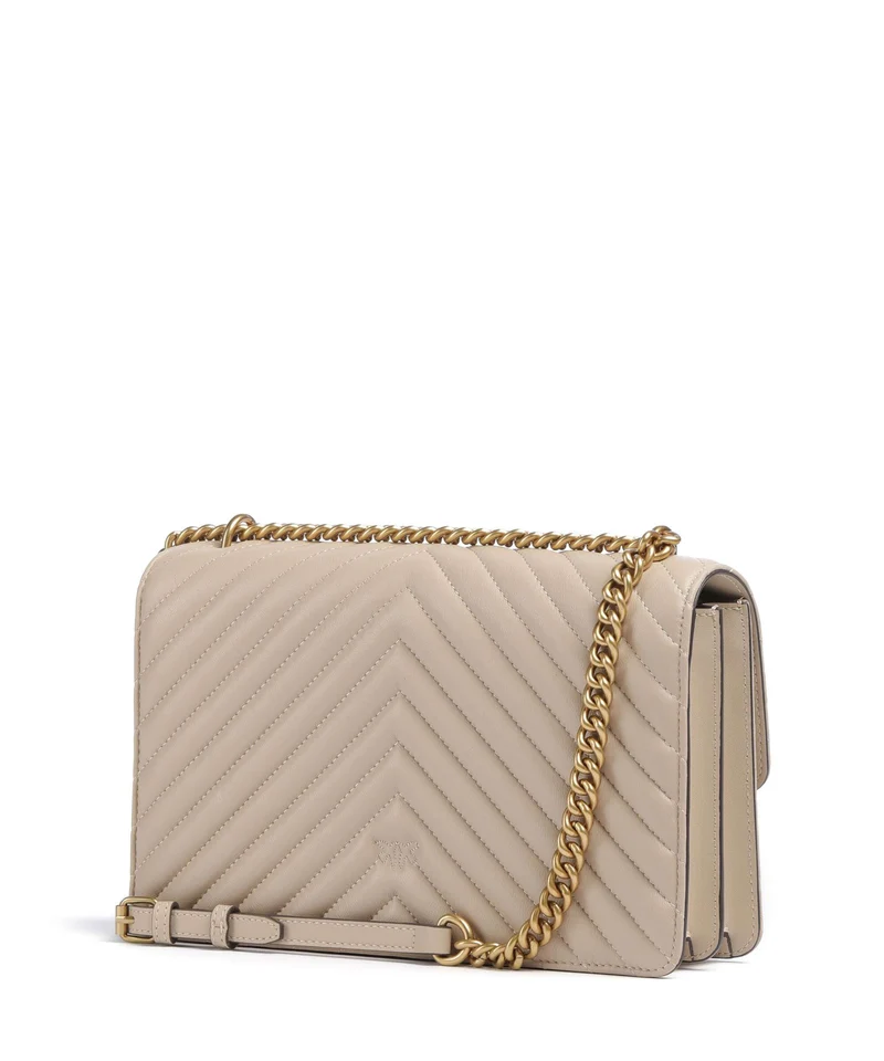 Pinko Love One Classic Bolso de hombro beige/grigio fumo/antique gold