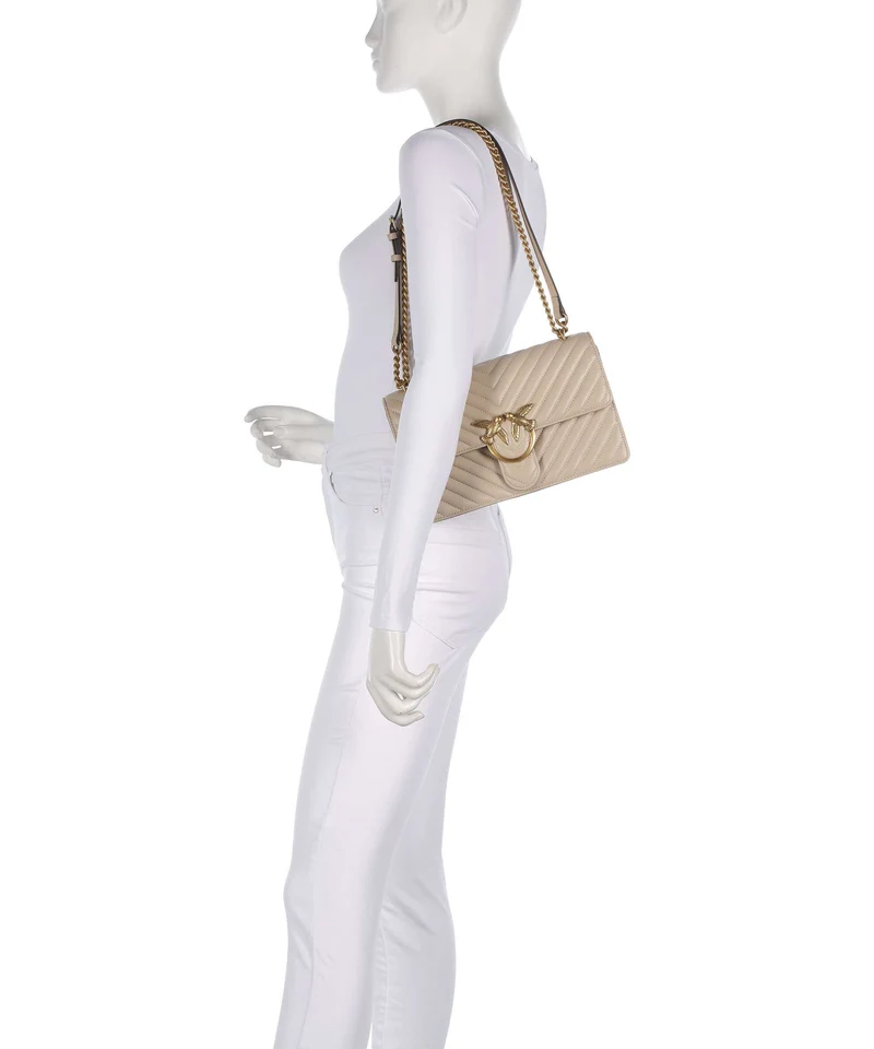 Pinko Love One Classic Bolso de hombro beige/grigio fumo/antique gold