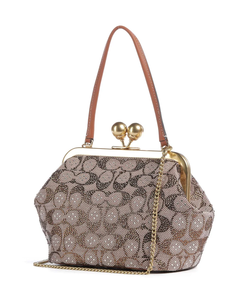 Coach Kisslock Frame Crystal Signature Jacquard Bolso de mano burnished amber