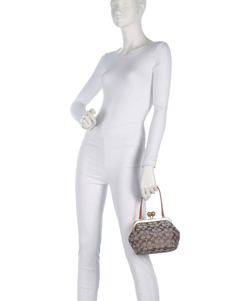 Coach Kisslock Frame Crystal Signature Jacquard Bolso de mano burnished amber
